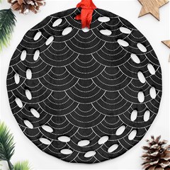 Black Sashiko Ornament Ornament (round Filigree) by goljakoff