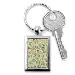 Beige Denim With Logos Key Chain (rectangle) by ArtsyWishy