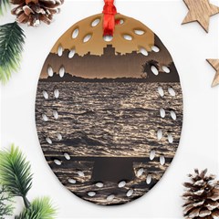 Cityscape Coastal Scene Montevideo Uruguay Oval Filigree Ornament (two Sides) by dflcprintsclothing