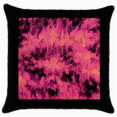 Pink Abstract Throw Pillow Case (black) by Dazzleway