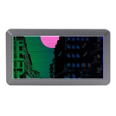 Vaporwave Old Moon Over Nyc Memory Card Reader (mini) by WetdryvacsLair