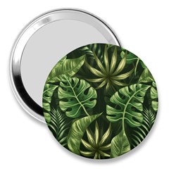 Green Tropical Leaves 3  Handbag Mirrors by goljakoff