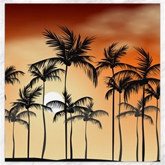 Sunset Palm Trees Beach Summer Canvas 16  X 16  by ExtraAwesomeSauce