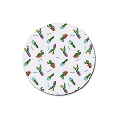 Cacti In Pots Rubber Coaster (round)  by SychEva