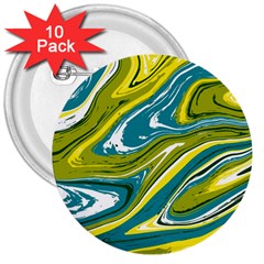 Green Vivid Marble Pattern 3  Buttons (10 Pack)  by goljakoff