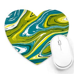 Green Vivid Marble Pattern Heart Mousepads by goljakoff