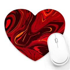 Red Vivid Marble Pattern 15 Heart Mousepads by goljakoff