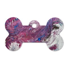 Violet Feathers Dog Tag Bone (one Side) by kaleidomarblingart