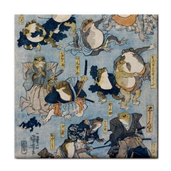 Famous Heroes Of The Kabuki Stage Played By Frogs  Face Towel by Sobalvarro