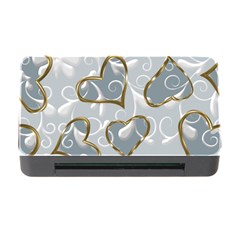   Gold Hearts On A Blue Background Memory Card Reader With Cf by Galinka