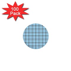 Sky Blue Tartan Plaid Pattern, With Black Lines 1  Mini Buttons (100 Pack)  by Casemiro