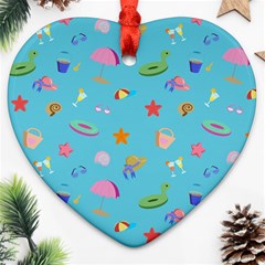 Summer  Beach  The Sun Heart Ornament (two Sides) by SychEva