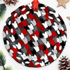 Abstract Paint Splashes, Mixed Colors, Black, Red, White Round Filigree Ornament (two Sides) by Casemiro