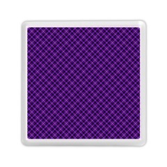 Purple, Black And Yellow Color Plaid, Retro Tartan Pattern Memory Card Reader (square) by Casemiro