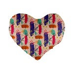 Minimal Floral Art Standard 16  Premium Flano Heart Shape Cushions Front