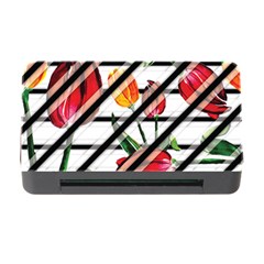 Stripes Tulips Pattern Memory Card Reader With Cf by designsbymallika