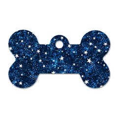 Dark Blue Stars Dog Tag Bone (two Sides)