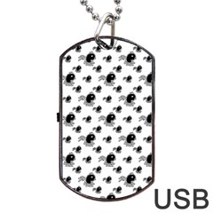 Sketchy Style Black Birds Motif Pattern Dog Tag Usb Flash (two Sides) by dflcprintsclothing