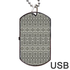 Abstract Silver Ornate Decorative Pattern Dog Tag Usb Flash (two Sides) by dflcprintsclothing