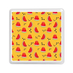 Slices Of Juicy Red Watermelon On A Yellow Background Memory Card Reader (square) by SychEva