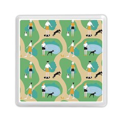 Girls With Dogs For A Walk In The Park Memory Card Reader (square) by SychEva