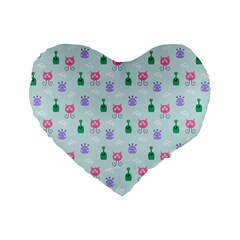 Funny Monsters Aliens Standard 16  Premium Heart Shape Cushions by SychEva