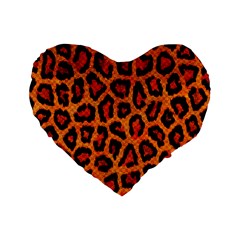 Leopard-print 3 Standard 16  Premium Flano Heart Shape Cushions by skindeep