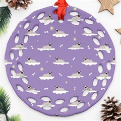 Pug Dog On A Cloud Round Filigree Ornament (two Sides) by SychEva