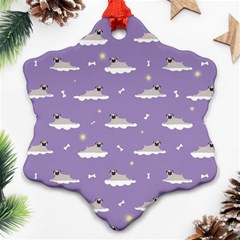 Cheerful Pugs Lie In The Clouds Snowflake Ornament (two Sides) by SychEva