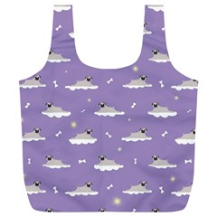 Cheerful Pugs Lie In The Clouds Full Print Recycle Bag (xl) by SychEva