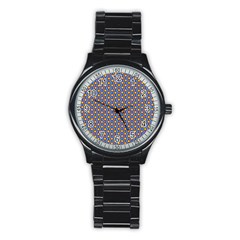 Yellow Circles On A Purple Background Stainless Steel Round Watch