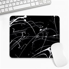 Abstract White Paint Streaks On Black Large Mousepads by VernenInk