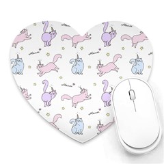 Unicorn Cats Pattern 2 Heart Mousepads by Littlebird