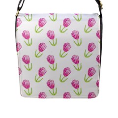 Tulips Watercolor Pattern Flap Closure Messenger Bag (l) by Littlebird