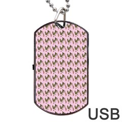 Fern Pattern 2 Pink Dog Tag Usb Flash (two Sides) by violetheavensky