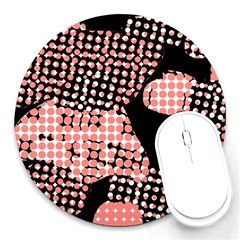 Abstrait Effet Formes Noir/rose Round Mousepads