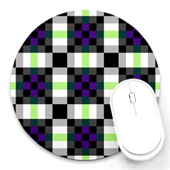 Agender Flag Plaid With Difference Round Mousepads
