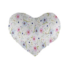Pattern Flowers Standard 16  Premium Heart Shape Cushions by artworkshop