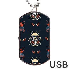 Floral-bugs-seamless-pattern Dog Tag Usb Flash (two Sides) by Jancukart