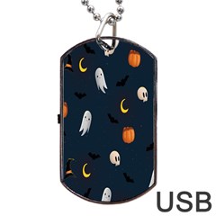 Halloween Ghost Pumpkin Bat Skull Dog Tag Usb Flash (two Sides) by artworkshop