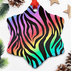 Rainbow Zebra Stripes Snowflake Ornament (two Sides) by nate14shop