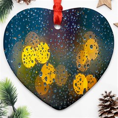  Raindrops Window Glass Heart Ornament (two Sides) by artworkshop