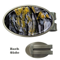 Rock Wall Crevices Geology Pattern Shapes Texture Money Clips (oval)  by artworkshop