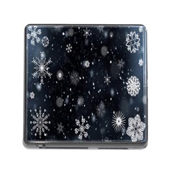 Snowflakes,white,black Memory Card Reader (square 5 Slot)