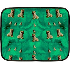 Happy Small Dogs In Calm In The Big Blooming Forest Fleece Blanket (mini) by pepitasart
