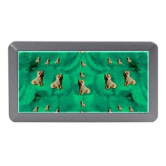 Happy Small Dogs In Calm In The Big Blooming Forest Memory Card Reader (mini) by pepitasart