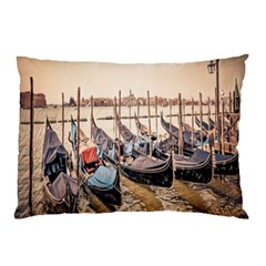 Black Several Boats - Colorful Italy  Pillow Case (two Sides) by ConteMonfrey