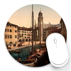  The Harbor, Riva, Lake Garda, Italy 1890-1900 Round Mousepads by ConteMonfrey