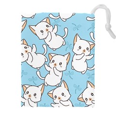 Seamless-little-cat-dragonfly-pattern Drawstring Pouch (4xl)