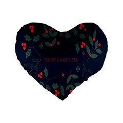Merry Christmas  Frame Flora Standard 16  Premium Flano Heart Shape Cushions by artworkshop